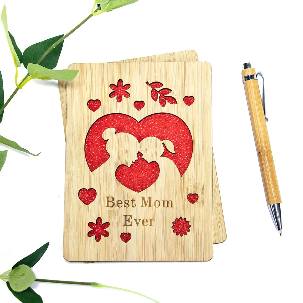 Bamboo Greeting Cards 1st Mothers Day Wood Cards