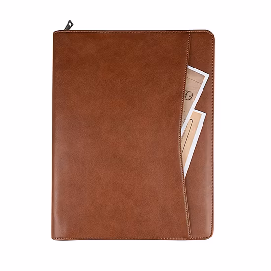 Ring Binder Portfolio with Calculator Conference Folder Notepad Binder Durable Multi Function A4 Leather Folio